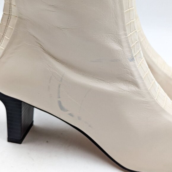 Aeyde Women Molly Paneled Smooth Ivory Leather Croc Print Ankle Boots 11US EUR41 - Picture 8 of 12